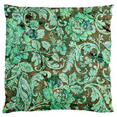 Beautiful Floral Pattern In Green Large Cushion Cases (two Sides) 