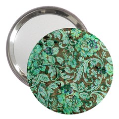 Beautiful Floral Pattern In Green 3  Handbag Mirrors