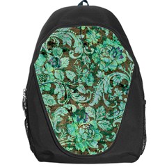 Beautiful Floral Pattern In Green Backpack Bag