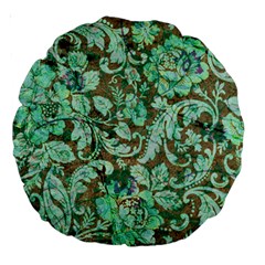 Beautiful Floral Pattern In Green Large 18  Premium Round Cushions