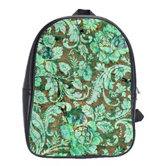 Beautiful Floral Pattern In Green School Bags (xl) 