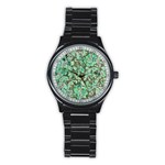 Beautiful Floral Pattern In Green Stainless Steel Round Watches Front