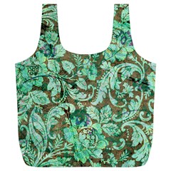 Beautiful Floral Pattern In Green Full Print Recycle Bags (l) 