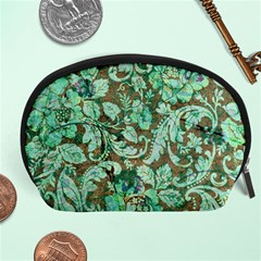 Beautiful Floral Pattern In Green Accessory Pouches (large) 