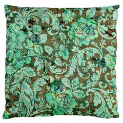 Beautiful Floral Pattern In Green Large Flano Cushion Cases (one Side) 