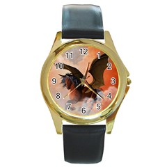 The Dark Unicorn Round Gold Metal Watches