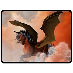 The Dark Unicorn Fleece Blanket (large)  by FantasyWorld7