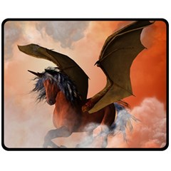 The Dark Unicorn Fleece Blanket (medium)  by FantasyWorld7