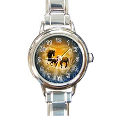 Wonderful Horses Round Italian Charm Watches