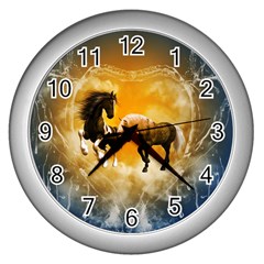 Wonderful Horses Wall Clocks (silver) 