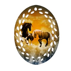 Wonderful Horses Oval Filigree Ornament (2-side) 