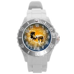 Wonderful Horses Round Plastic Sport Watch (l)