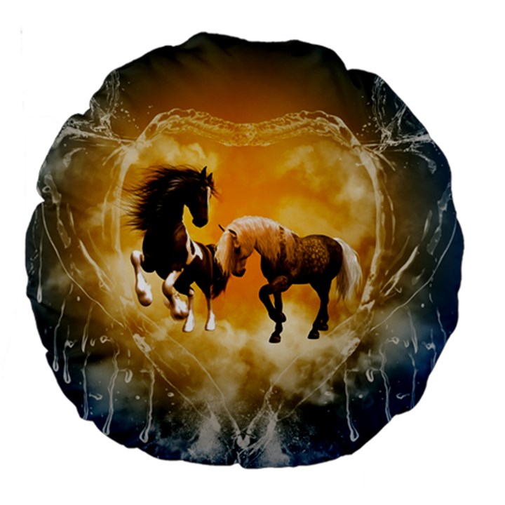 Wonderful Horses Large 18  Premium Round Cushions