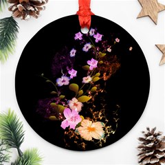 Awesome Flowers With Fire And Flame Ornament (round) 