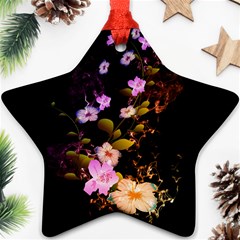 Awesome Flowers With Fire And Flame Ornament (star) 