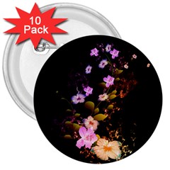 Awesome Flowers With Fire And Flame 3  Buttons (10 Pack)  by FantasyWorld7