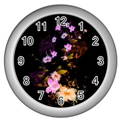 Awesome Flowers With Fire And Flame Wall Clocks (silver) 