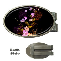 Awesome Flowers With Fire And Flame Money Clips (oval) 