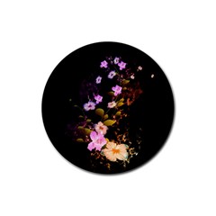 Awesome Flowers With Fire And Flame Rubber Round Coaster (4 Pack) 