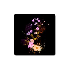 Awesome Flowers With Fire And Flame Square Magnet