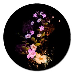 Awesome Flowers With Fire And Flame Magnet 5  (round) by FantasyWorld7