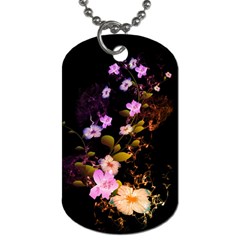 Awesome Flowers With Fire And Flame Dog Tag (two Sides)