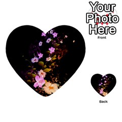 Awesome Flowers With Fire And Flame Multi-purpose Cards (heart)  by FantasyWorld7