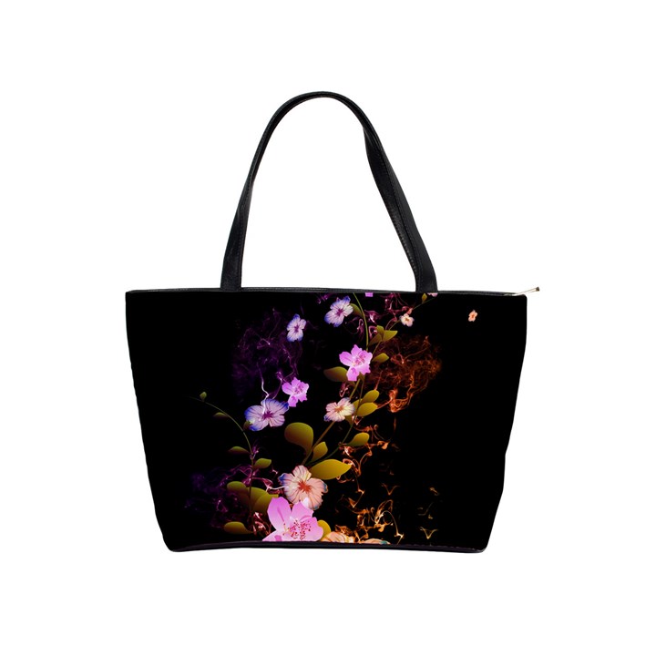 Awesome Flowers With Fire And Flame Shoulder Handbags