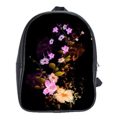 Awesome Flowers With Fire And Flame School Bags(large) 