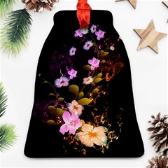 Awesome Flowers With Fire And Flame Bell Ornament (2 Sides)