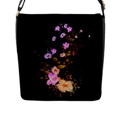 Awesome Flowers With Fire And Flame Flap Messenger Bag (l) 