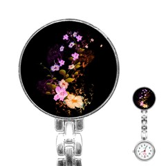 Awesome Flowers With Fire And Flame Stainless Steel Nurses Watches