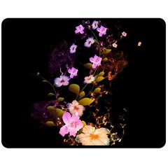 Awesome Flowers With Fire And Flame Double Sided Fleece Blanket (medium) 