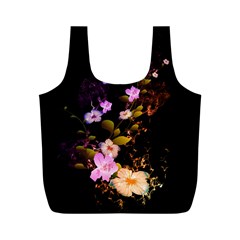 Awesome Flowers With Fire And Flame Full Print Recycle Bags (m) 