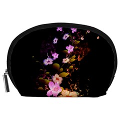 Awesome Flowers With Fire And Flame Accessory Pouches (large) 