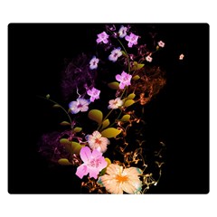 Awesome Flowers With Fire And Flame Double Sided Flano Blanket (small) 