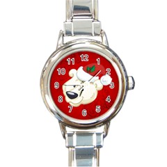 Funny Polar Bear Round Italian Charm Watches by FantasyWorld7