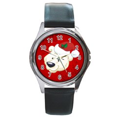 Funny Polar Bear Round Metal Watches by FantasyWorld7