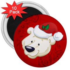 Funny Polar Bear 3  Magnets (10 Pack)  by FantasyWorld7