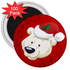 Funny Polar Bear 3  Magnets (100 Pack) by FantasyWorld7