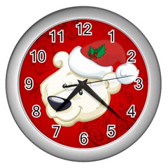 Funny Polar Bear Wall Clocks (silver)  by FantasyWorld7