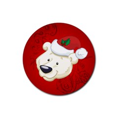 Funny Polar Bear Rubber Round Coaster (4 Pack)  by FantasyWorld7