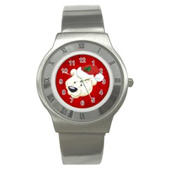 Funny Polar Bear Stainless Steel Watches by FantasyWorld7