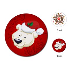 Funny Polar Bear Playing Cards (round) 