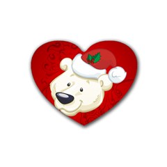 Funny Polar Bear Rubber Coaster (heart)  by FantasyWorld7