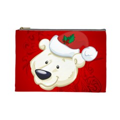 Funny Polar Bear Cosmetic Bag (large)  by FantasyWorld7