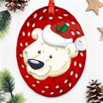 Funny Polar Bear Ornament (Oval Filigree)  Front