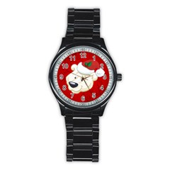 Funny Polar Bear Stainless Steel Round Watches