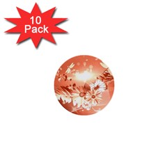 Amazing Flowers With Dragonflies 1  Mini Buttons (10 Pack) 