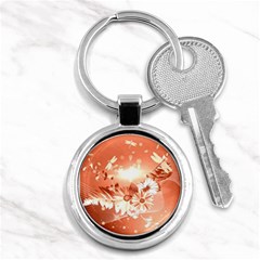 Amazing Flowers With Dragonflies Key Chains (round) 